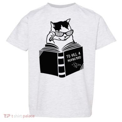 Cat Reading To Kill A Mockingbird Funny Toddler T-Shirt