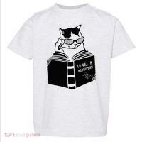Cat Reading To Kill A Mockingbird Funny Toddler T-Shirt thumb 0