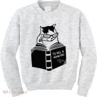 Cat Reading To Kill A Mockingbird Funny Kids Sweatshirt thumb 0