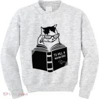 Cat Reading To Kill A Mockingbird Funny Kids Sweatshirt thumb 0
