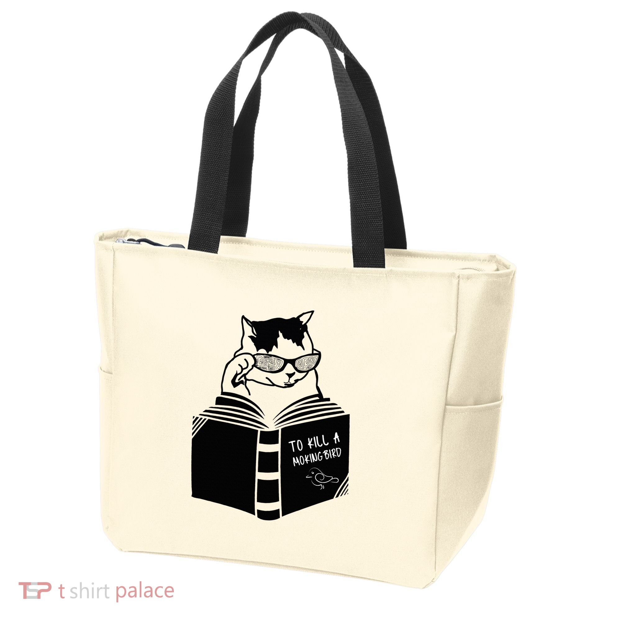 Cat Reading To Kill A Mockingbird Funny Tote Bag