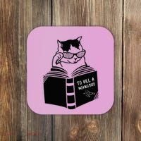 Cat Reading To Kill A Mockingbird Funny Coaster thumb 0