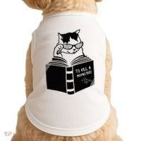 Cat Reading To Kill A Mockingbird Funny Doggie Tank thumb 0