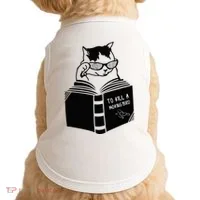 Cat Reading To Kill A Mockingbird Funny Doggie Tank thumb 0