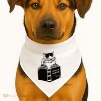 Cat Reading To Kill A Mockingbird Funny USA-Made Doggie Bandana thumb 1