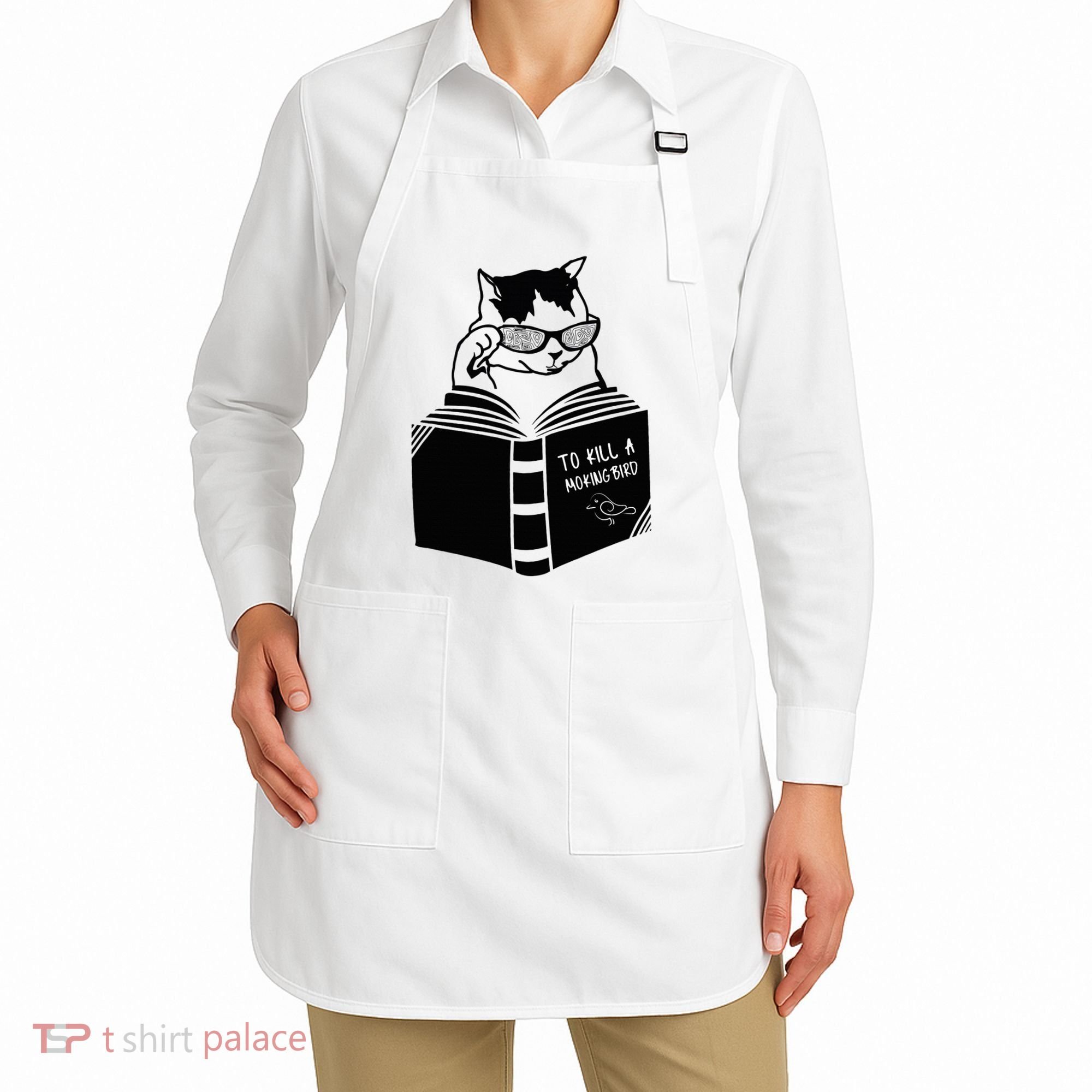 Cat Reading To Kill A Mockingbird Funny Apron