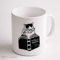Cat Reading To Kill A Mockingbird Funny Coffee Mug thumb 1