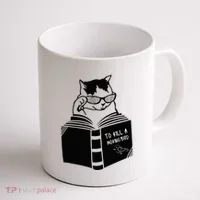 Cat Reading To Kill A Mockingbird Funny Coffee Mug thumb 1