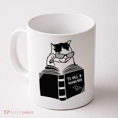 Cat Reading To Kill A Mockingbird Funny Coffee Mug