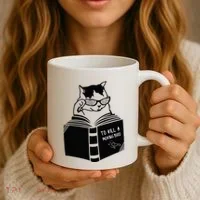Cat Reading To Kill A Mockingbird Funny Coffee Mug thumb 3