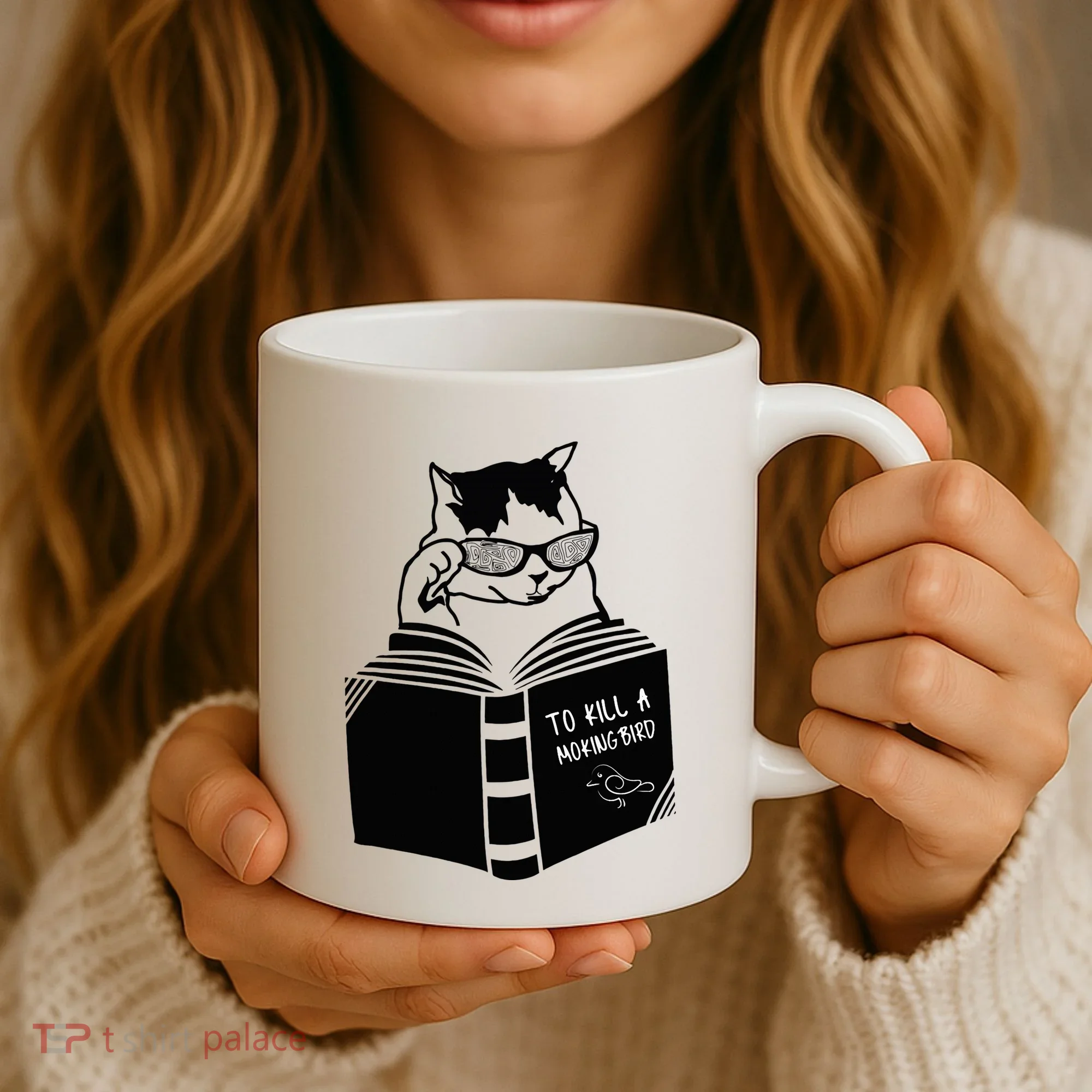Cat Reading To Kill A Mockingbird Funny Coffee Mug
