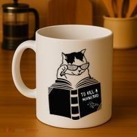 Cat Reading To Kill A Mockingbird Funny Coffee Mug thumb 4