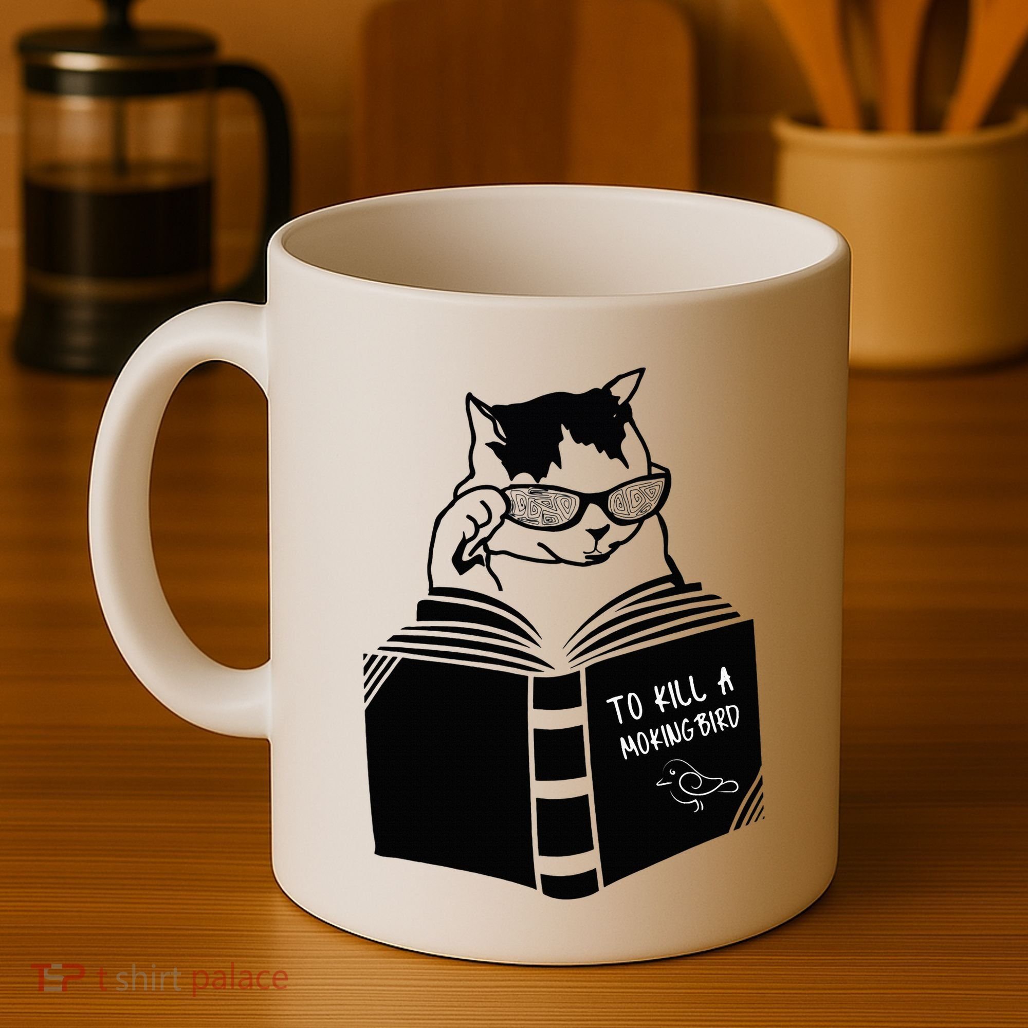 Cat Reading To Kill A Mockingbird Funny Coffee Mug