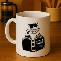 Cat Reading To Kill A Mockingbird Funny Coffee Mug thumb 4