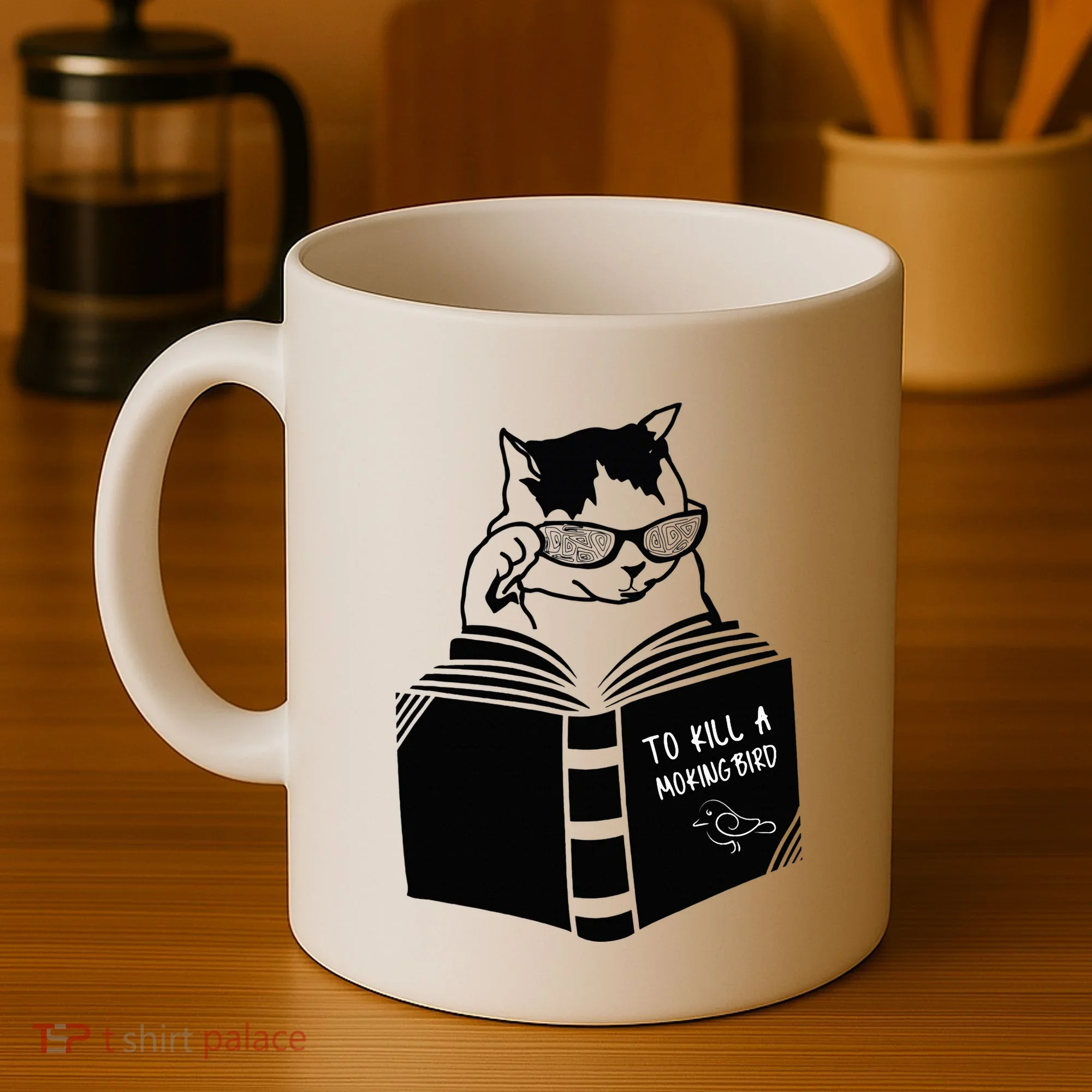 Cat Reading To Kill A Mockingbird Funny Coffee Mug