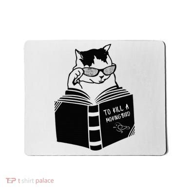 Cat Reading To Kill A Mockingbird Funny Mousepad