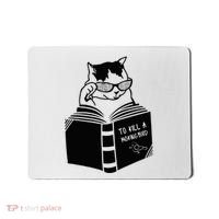Cat Reading To Kill A Mockingbird Funny Mousepad thumb 0