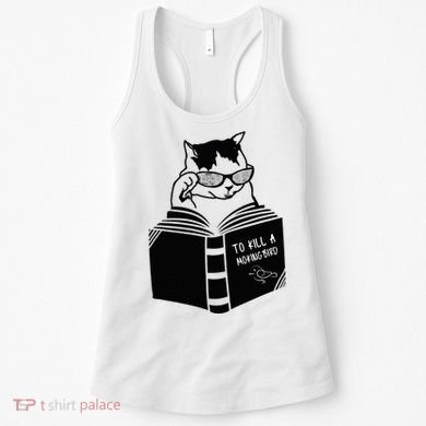 Cat Reading To Kill A Mockingbird Funny Women's Tank Top