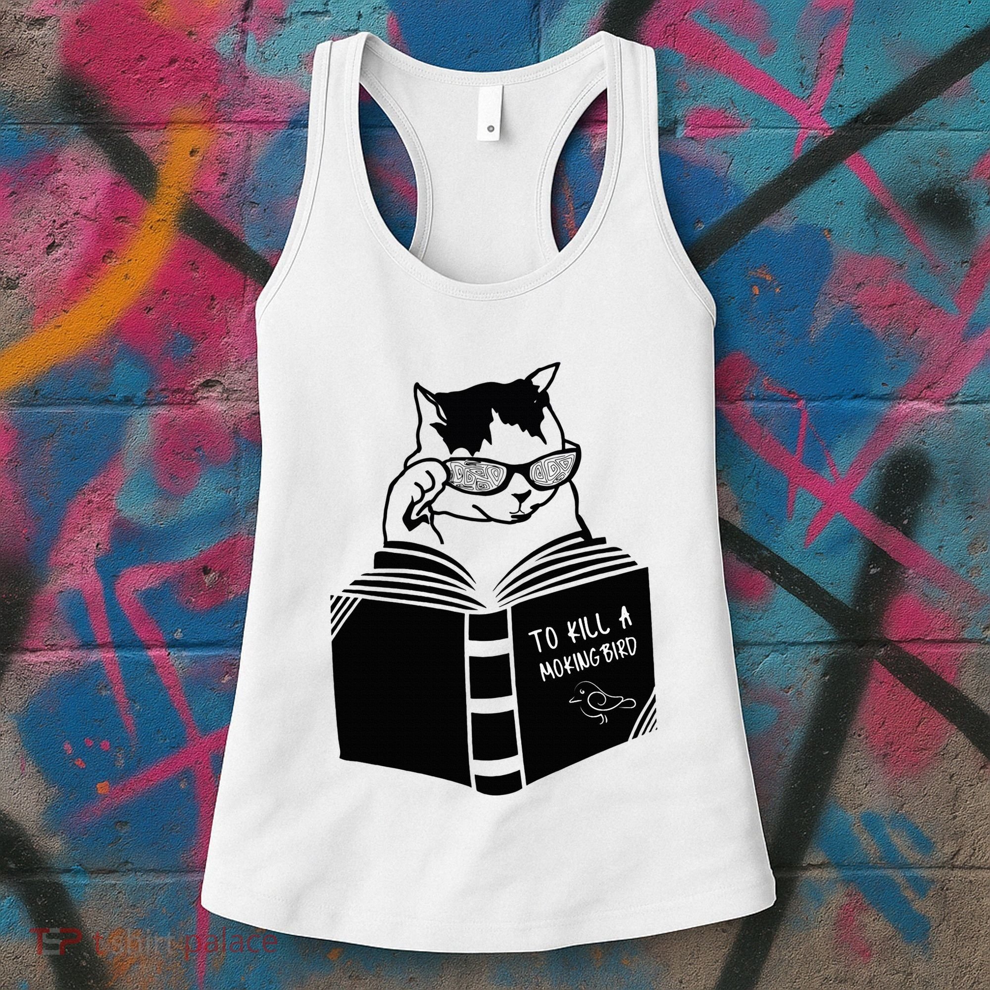 Cat Reading To Kill A Mockingbird Funny Women's Tank Top