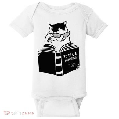 Cat Reading To Kill A Mockingbird Funny Baby Bodysuit