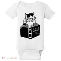 Cat Reading To Kill A Mockingbird Funny Baby Bodysuit thumb 0