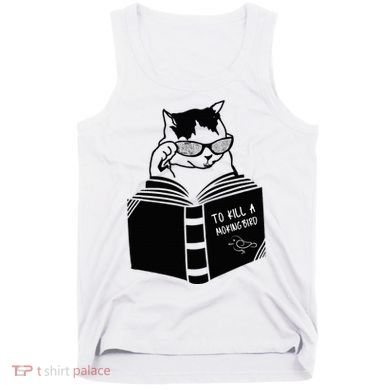 Cat Reading To Kill A Mockingbird Funny Tank Top
