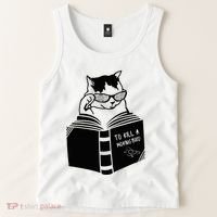 Cat Reading To Kill A Mockingbird Funny Tank Top thumb 2