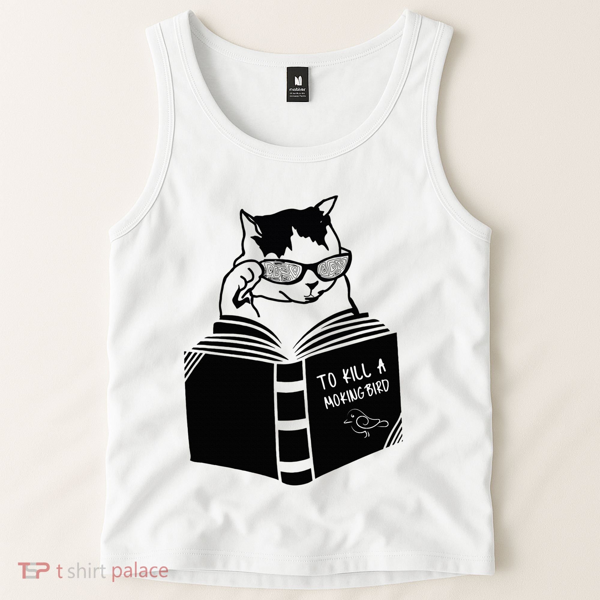 Cat Reading To Kill A Mockingbird Funny Tank Top