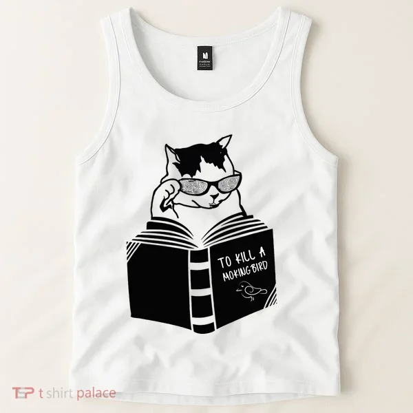 Cat Reading To Kill A Mockingbird Funny Tank Top