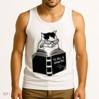 Cat Reading To Kill A Mockingbird Funny Tank Top thumb 3