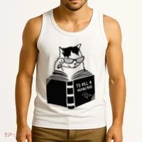 Cat Reading To Kill A Mockingbird Funny Tank Top thumb 3