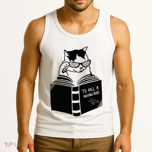 Cat Reading To Kill A Mockingbird Funny Tank Top