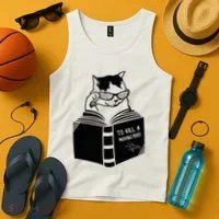Cat Reading To Kill A Mockingbird Funny Tank Top thumb 4