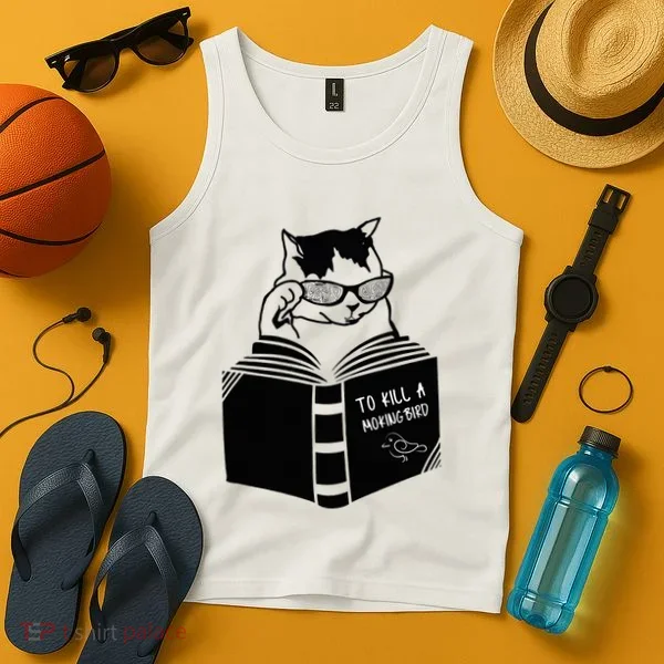 Cat Reading To Kill A Mockingbird Funny Tank Top