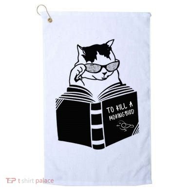 Cat Reading To Kill A Mockingbird Funny Golf Towel