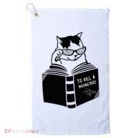 Cat Reading To Kill A Mockingbird Funny Golf Towel thumb 0