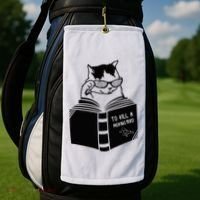 Cat Reading To Kill A Mockingbird Funny Golf Towel thumb 2