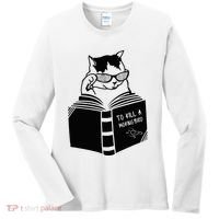 Cat Reading To Kill A Mockingbird Funny Women's Long Sleeve Shirt thumb 0
