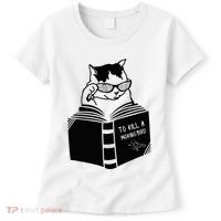 Cat Reading To Kill A Mockingbird Funny Women's T-Shirt thumb 0