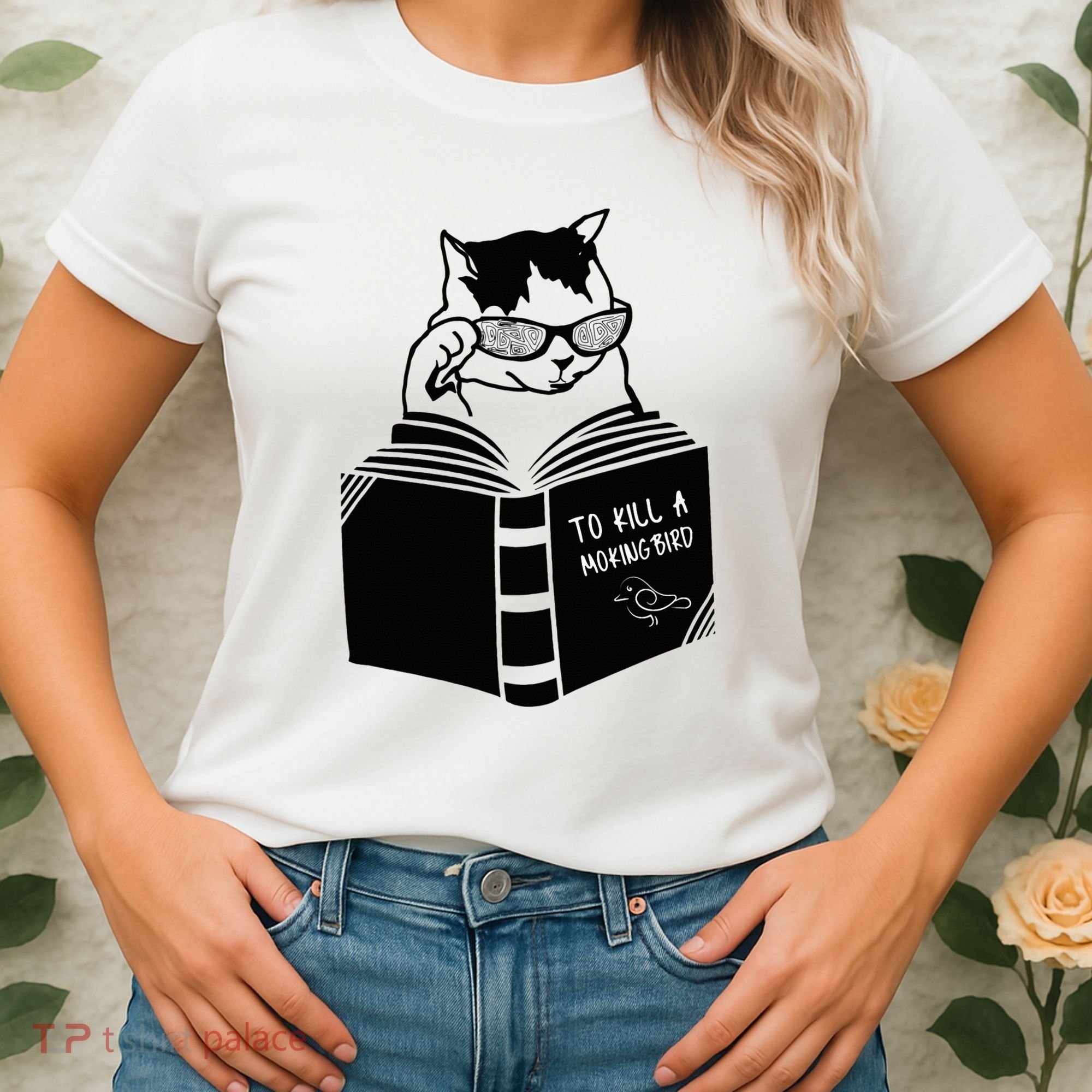 Cat Reading To Kill A Mockingbird Funny Women's T-Shirt