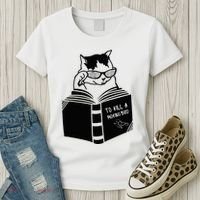 Cat Reading To Kill A Mockingbird Funny Women's T-Shirt thumb 3
