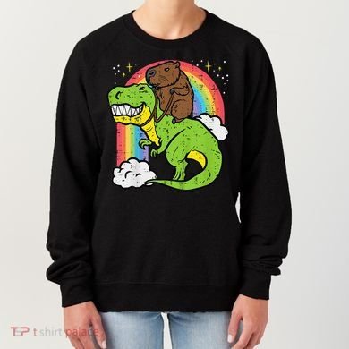 Capybara Riding Trex Dino Cute Capy Rodent Women's Sweatshirt