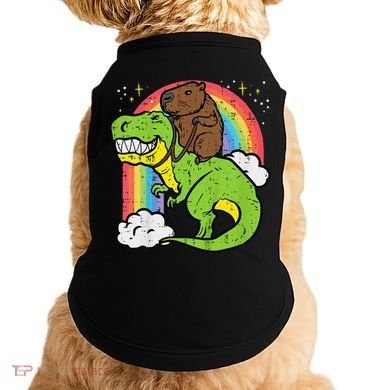 Capybara Riding Trex Dino Cute Capy Rodent Doggie Tank