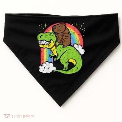 Capybara Riding Trex Dino Cute Capy Rodent USA-Made Doggie Bandana