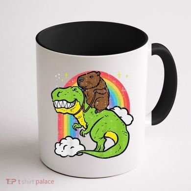 Capybara Riding Trex Dino Cute Capy Rodent Coffee Mug back