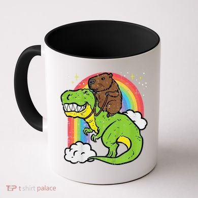 Capybara Riding Trex Dino Cute Capy Rodent Coffee Mug