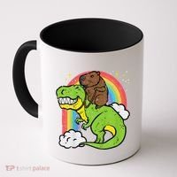 Capybara Riding Trex Dino Cute Capy Rodent Coffee Mug thumb 0