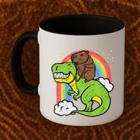 Capybara Riding Trex Dino Cute Capy Rodent Coffee Mug thumb 2