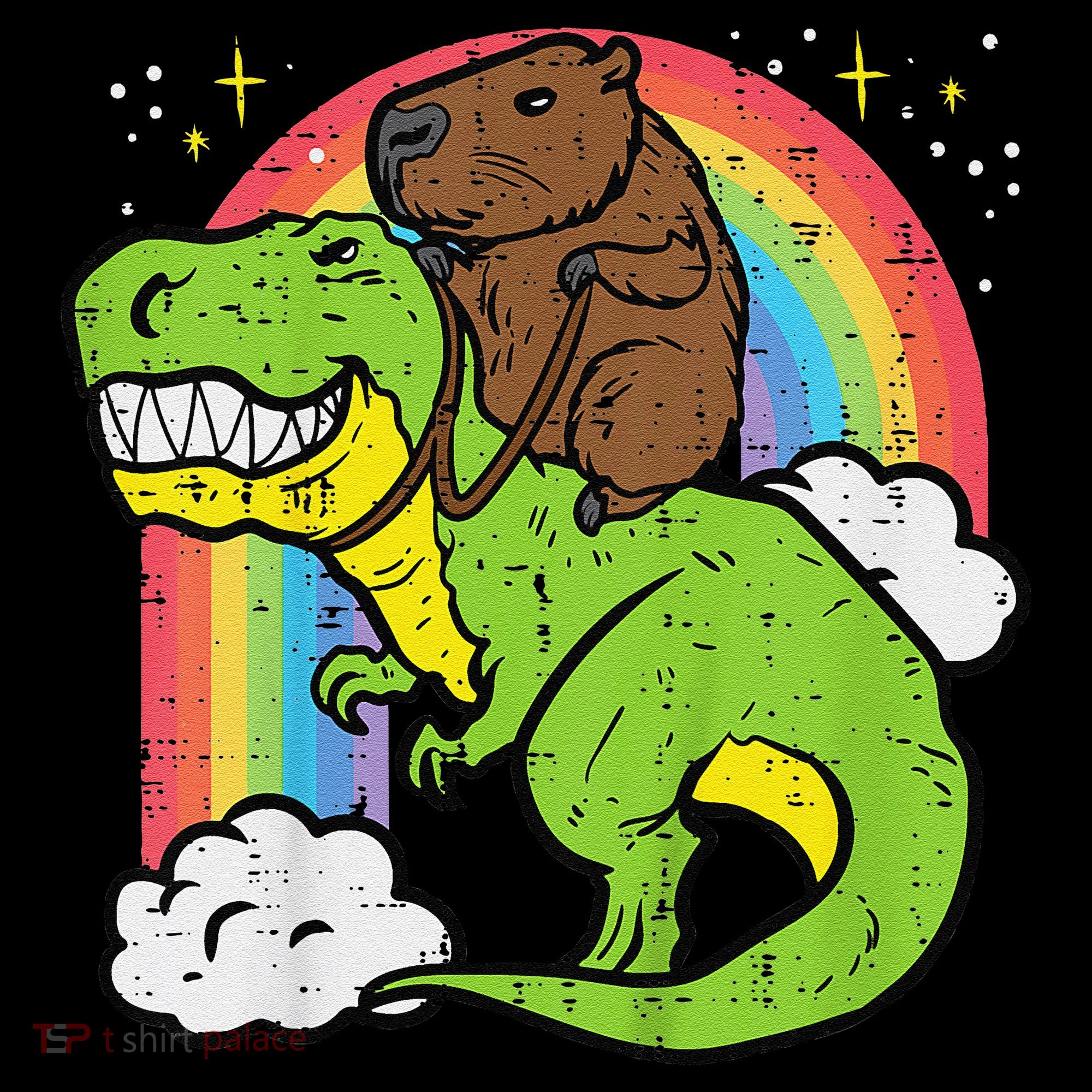 Capybara Riding Trex Dino Cute Capy Rodent Coffee Mug