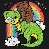 Capybara Riding Trex Dino Cute Capy Rodent Coaster thumb 2